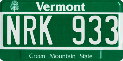 VT license plate NRK933