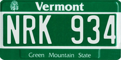VT license plate NRK934