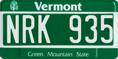 VT license plate NRK935