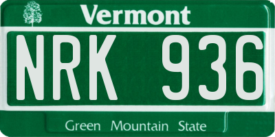 VT license plate NRK936