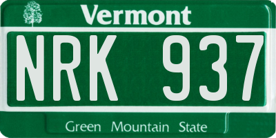VT license plate NRK937