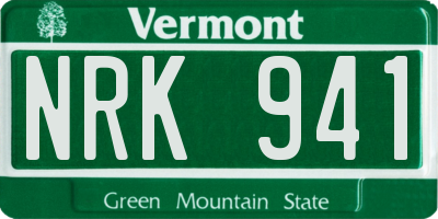 VT license plate NRK941