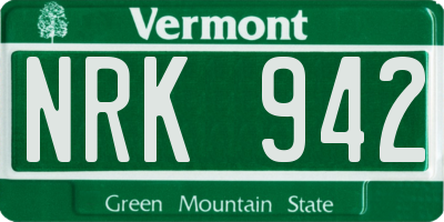 VT license plate NRK942