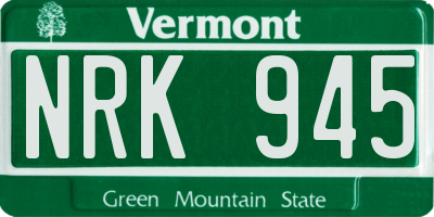 VT license plate NRK945