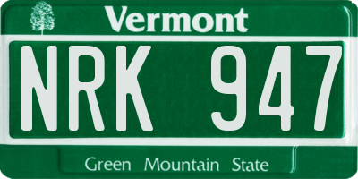 VT license plate NRK947