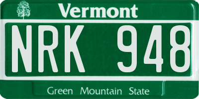 VT license plate NRK948