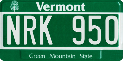 VT license plate NRK950