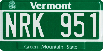 VT license plate NRK951