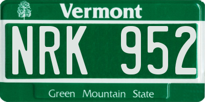 VT license plate NRK952