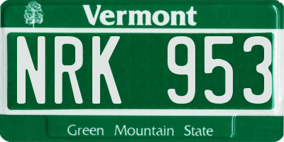 VT license plate NRK953