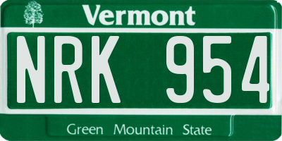VT license plate NRK954