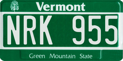 VT license plate NRK955