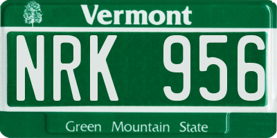 VT license plate NRK956