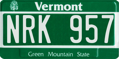 VT license plate NRK957