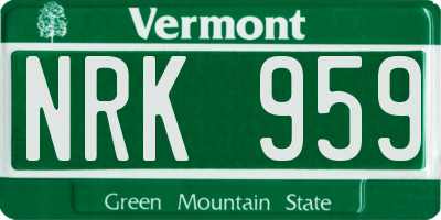 VT license plate NRK959