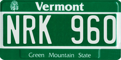 VT license plate NRK960
