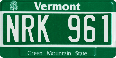 VT license plate NRK961