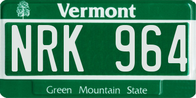 VT license plate NRK964