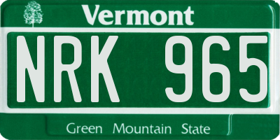 VT license plate NRK965