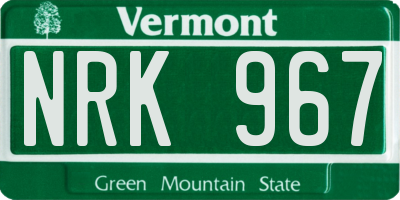 VT license plate NRK967