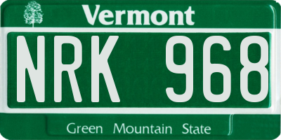 VT license plate NRK968