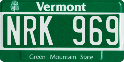 VT license plate NRK969