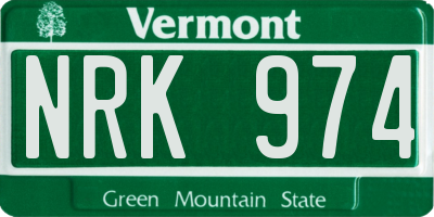 VT license plate NRK974