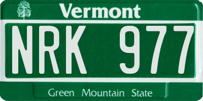 VT license plate NRK977