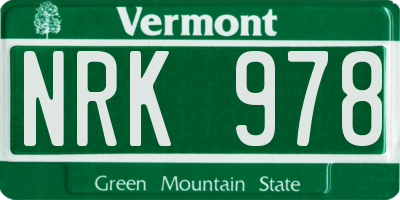 VT license plate NRK978