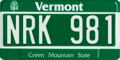 VT license plate NRK981