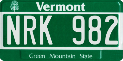 VT license plate NRK982