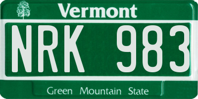 VT license plate NRK983