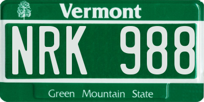 VT license plate NRK988