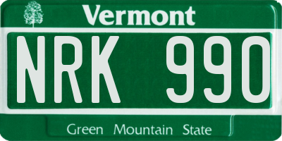 VT license plate NRK990