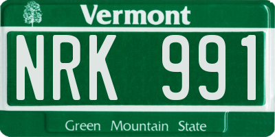 VT license plate NRK991