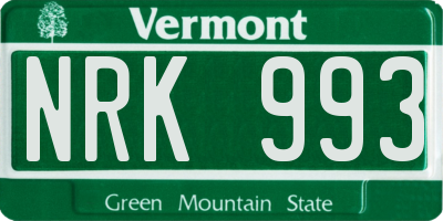VT license plate NRK993