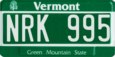 VT license plate NRK995
