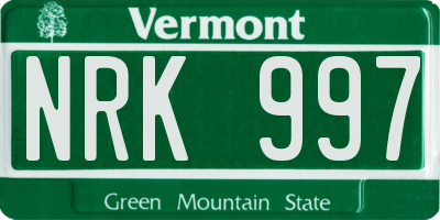 VT license plate NRK997
