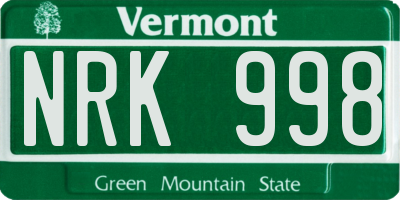 VT license plate NRK998