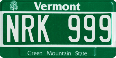 VT license plate NRK999