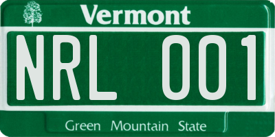 VT license plate NRL001