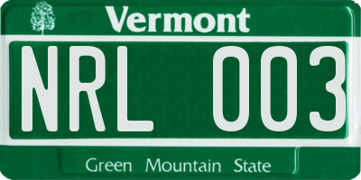 VT license plate NRL003