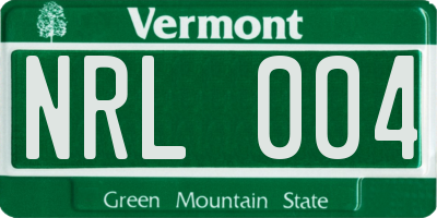 VT license plate NRL004