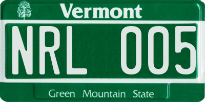 VT license plate NRL005