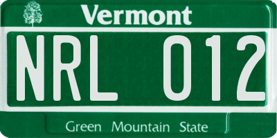 VT license plate NRL012