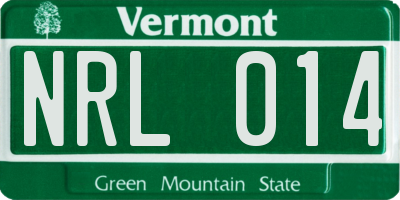VT license plate NRL014