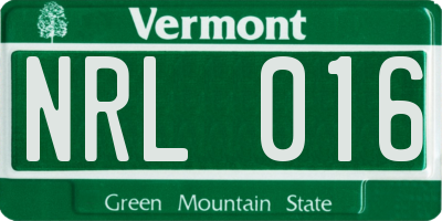 VT license plate NRL016