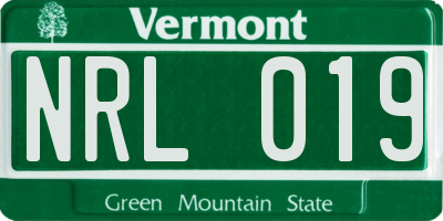 VT license plate NRL019