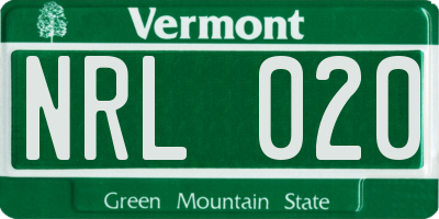 VT license plate NRL020