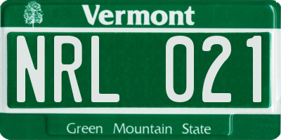 VT license plate NRL021